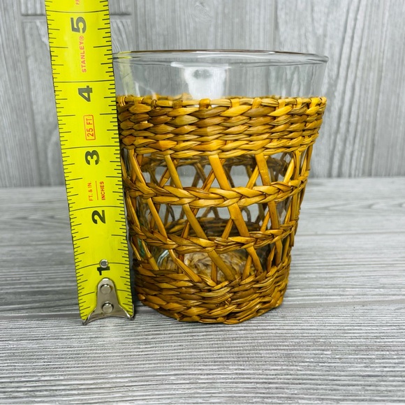 Vintage boho rustic woven Seagrass Cage Wide Tumbler kitchen accent - Picture 3 of 4